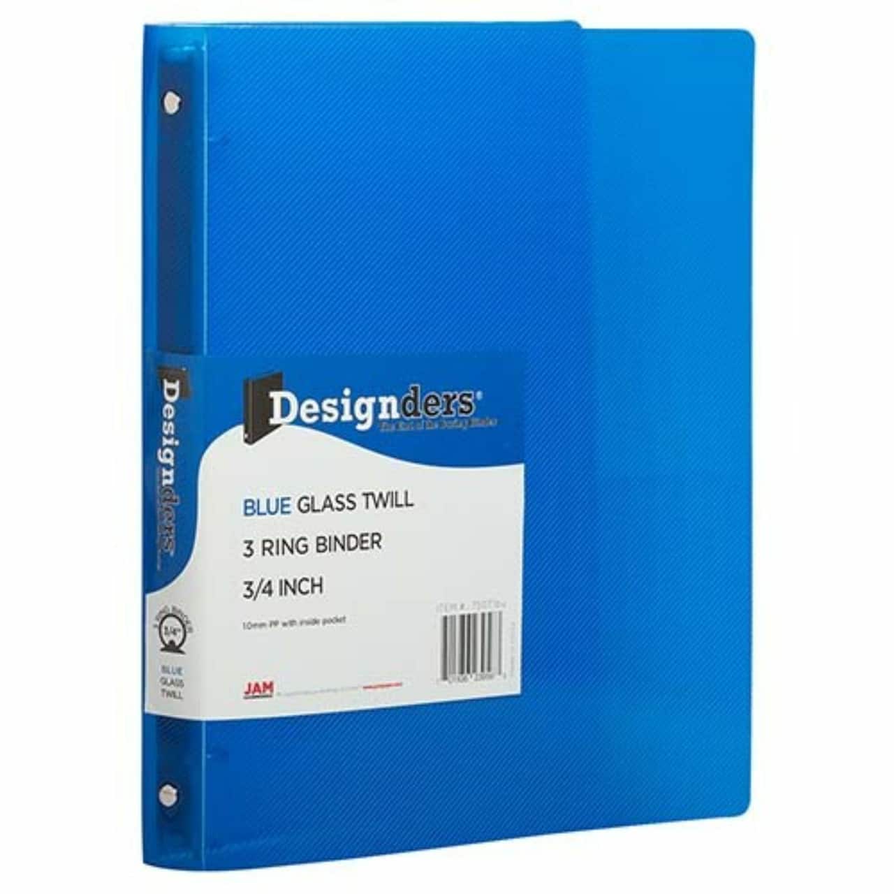 JAM Paper 3/4" Glass Twill Plastic 3-Ring Binders, 4ct.